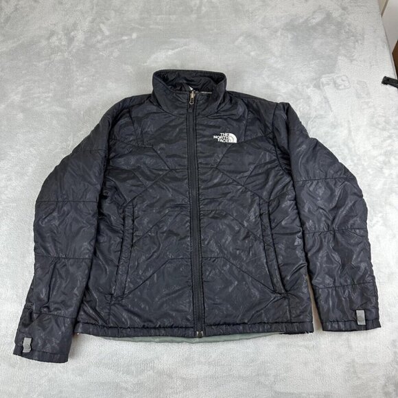 The North Face Black Patterned Puffer Jacket Women's Size XL - Picture 1 of 16